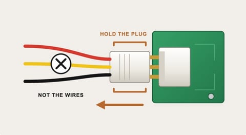 Disconnect the battery by holding the white plug, not the wires.